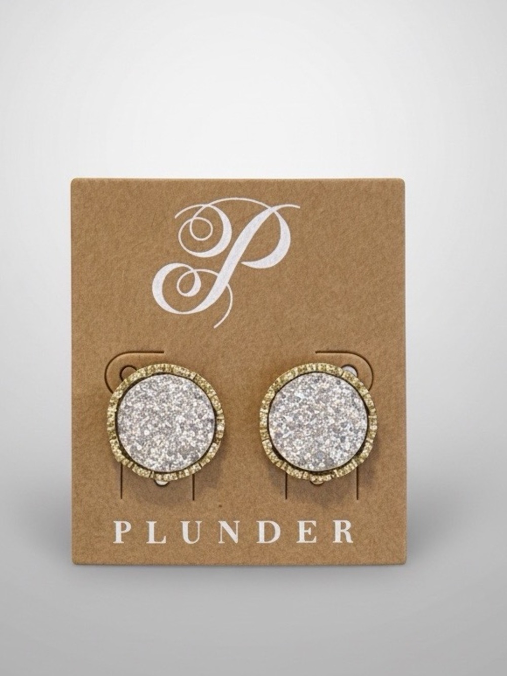 Plunder Gold-Tone Earrings with Silver Glitter Centers NWT